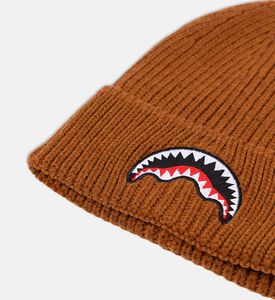 Sharkmouth-embroidery Ribbed Beanie