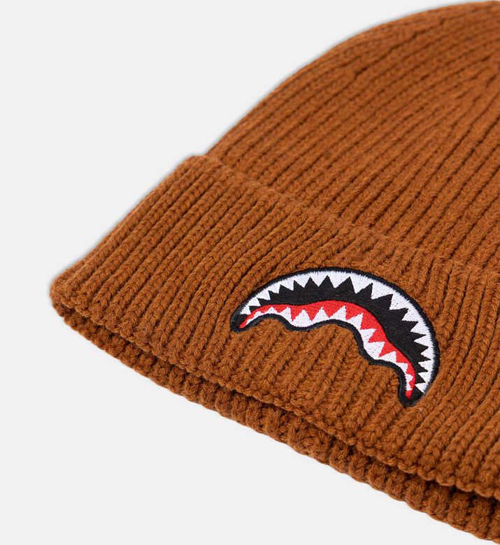 Sharkmouth-embroidery Ribbed Beanie