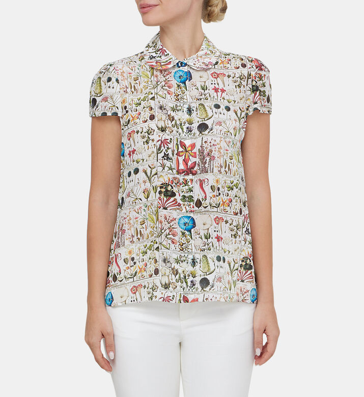 Joy Silk Botanical-print Button-up Shirt