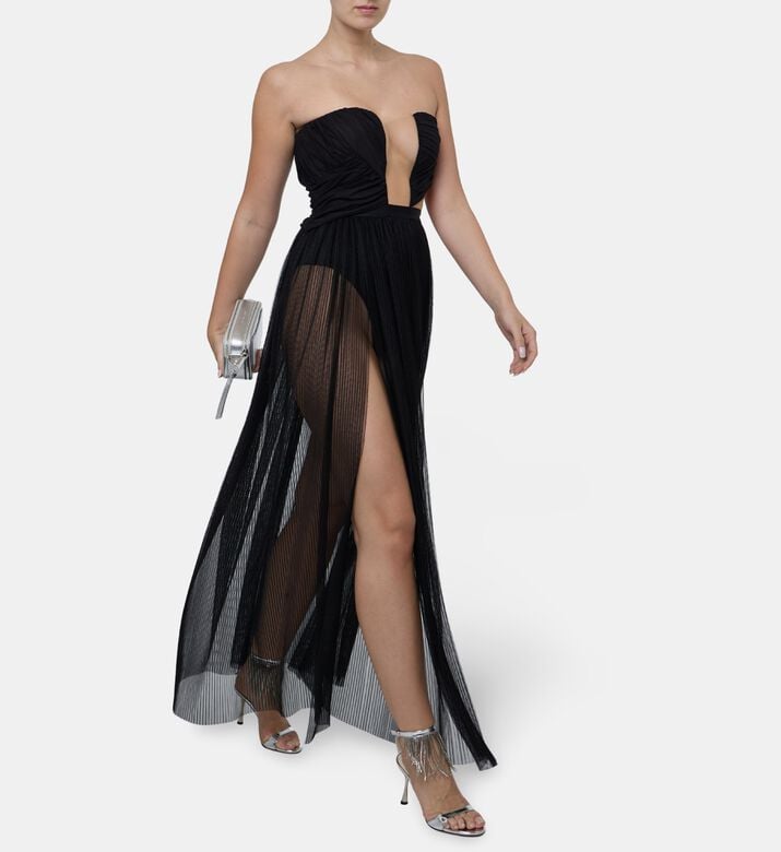 Nensi Dojaka Regal Corseted Draped Detailing Gown, Model View
