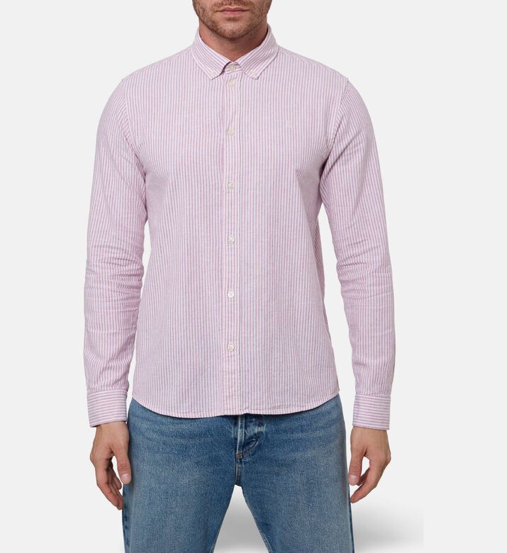 Les Deux Stripe-print Button Closure Shirt, Pink, Xl, Model View