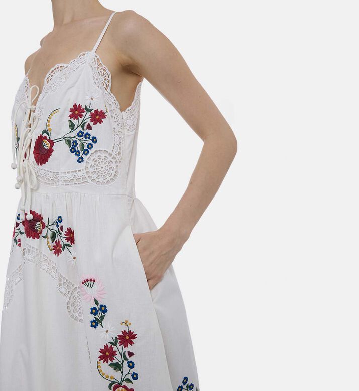 Multicolor Floral-embroidery Sleeveless Dress Multicolor Floral-embroidery Sleeveless Dress