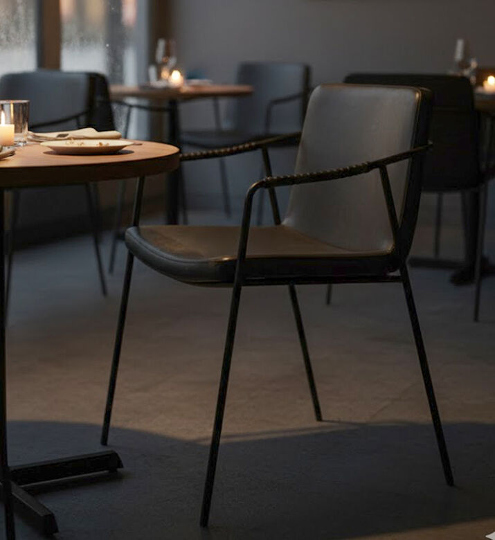 Dan Form Boto Leather Dining Armchair, Black, Packshot View