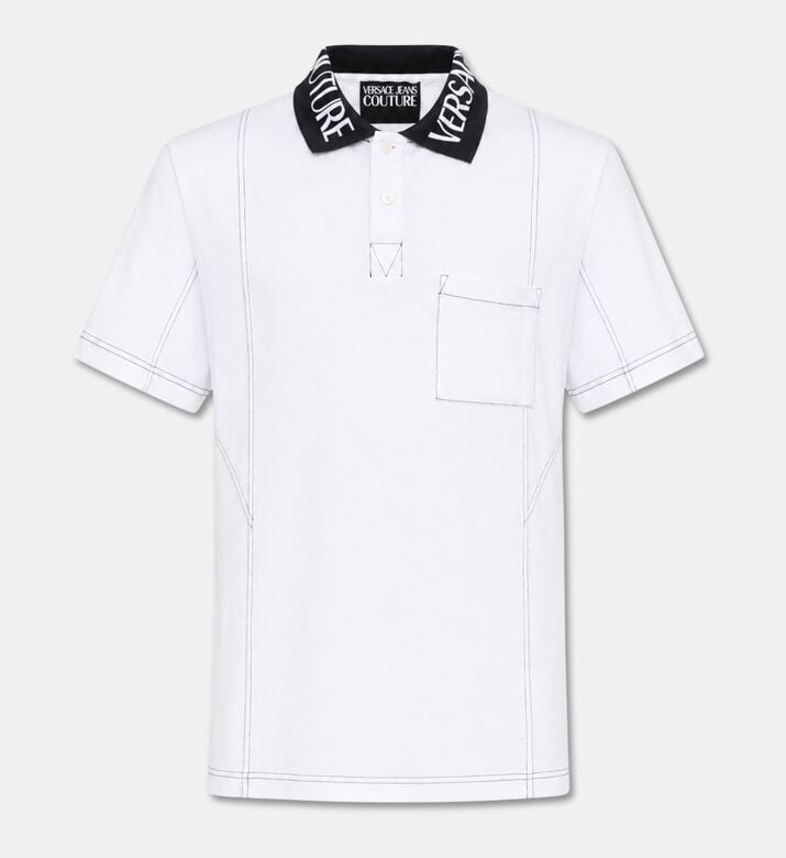 Versace Jeans Couture Cotton Piquet Polo Shirt, White, L, Packshot View