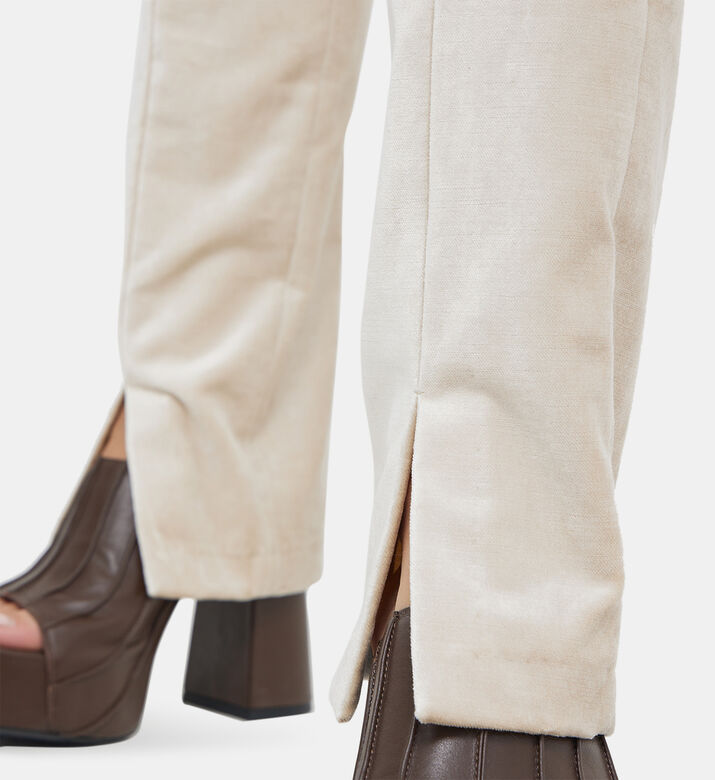 بنطال قطن مخملي بخصر عالي