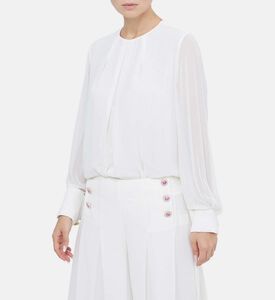 قميص منسوج بأكمام شفافة