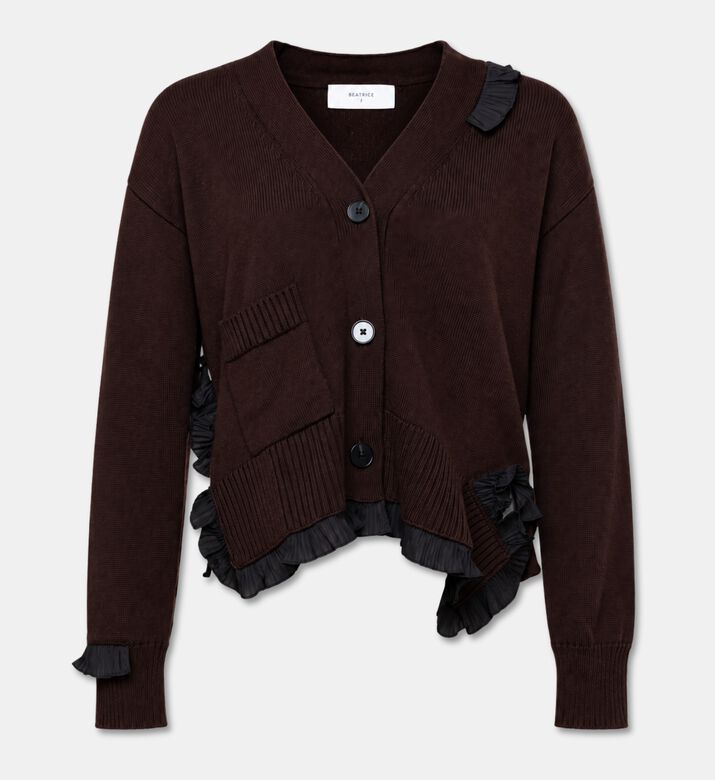 Beatrice B Ruffle-trim Knit Cardigan, Packshot View