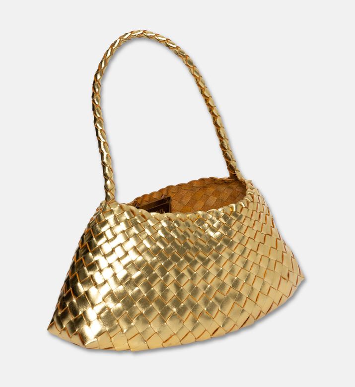 Dragon Diffusion Rosanna Woven Leather Baguette Bag, Gold, Packshot View
