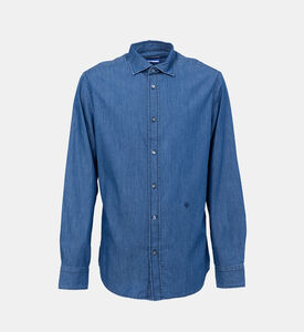 قميص قطن بقصة عادية بصف أزرار