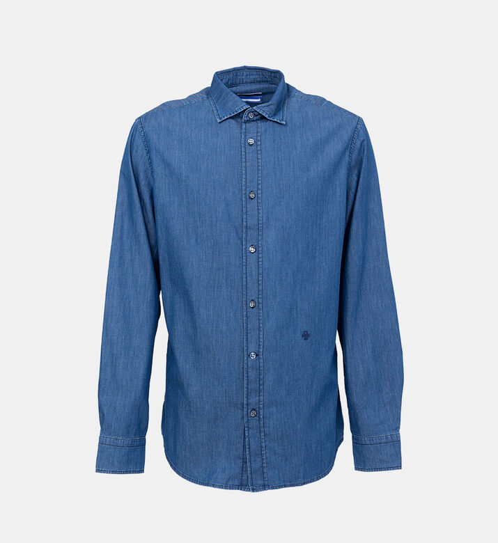 قميص قطن بقصة عادية بصف أزرار