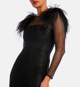 فستان إكليبس مزين بكريستال وريش