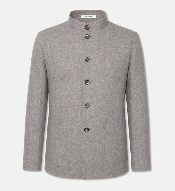 Tagliatore Long-sleeve Mandarin Collar Shirt Jacket, Packshot View