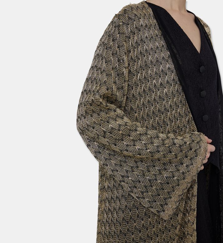 BARG Sheer Gold-threaded Lace Abaya, Model View