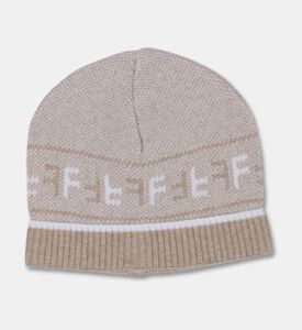 My First Collection Signature Jacquard Knit Baby Beanie, Beige, 0-1m, Packshot View