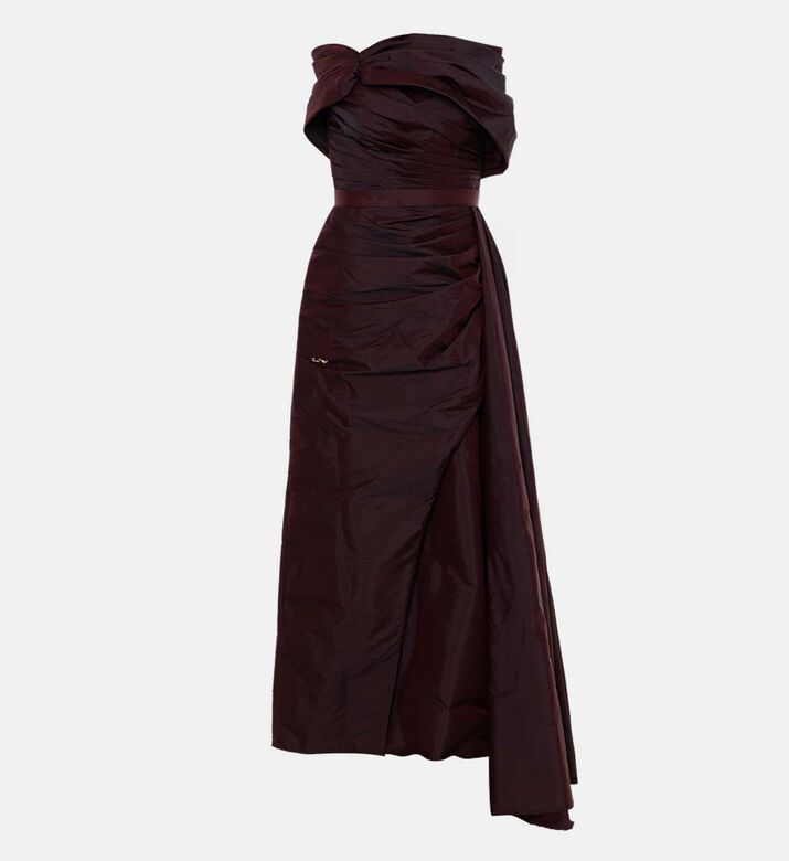 Draped Strapless Maxi Dress