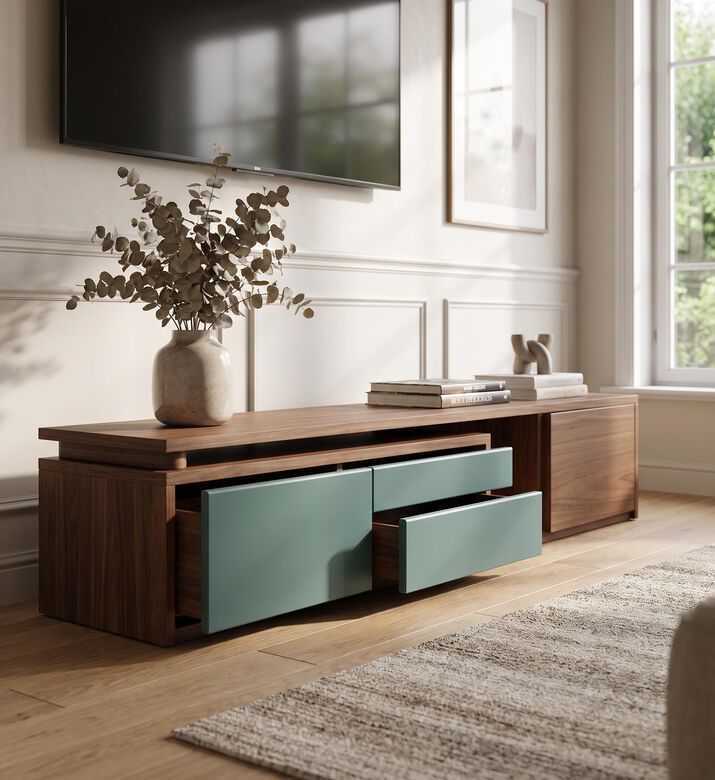 Home Deco and More Walnut Veneer Mountain Grain Tv Unit, Packshot View