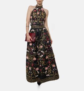 Alice and Olivia Flower-embroidery Sleeveless Crop Top, Model View