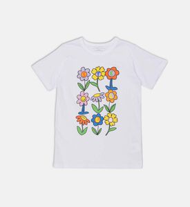 تيشيرت بياقة دائرية وأزهار مبتسمة