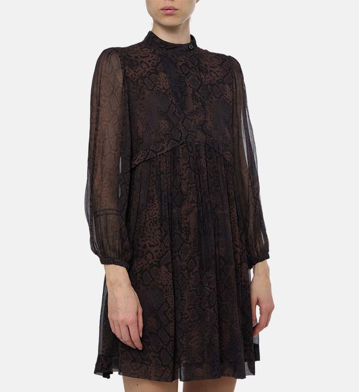 Ba and Sh Snake Skin-print Round Neck Dress, Model View