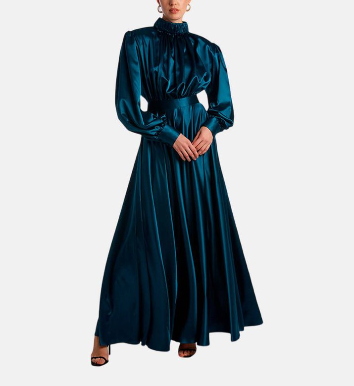 Satin Long-sleeve Dress