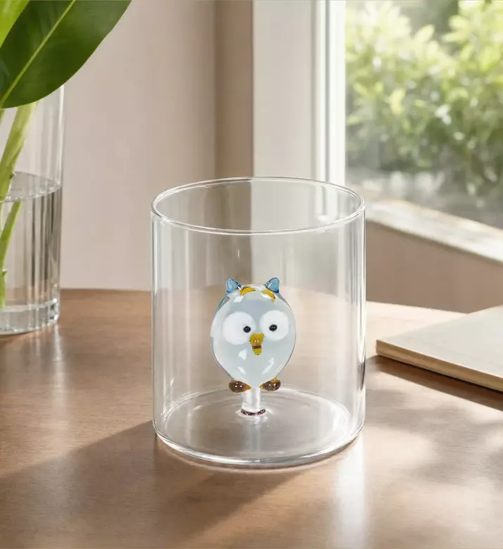 Wd Lifestyle Owl Borosilicate Glass Tumbler, Model View