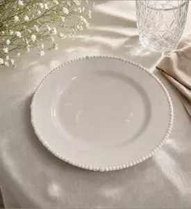 Baci Milano Pearl Embellished Dessert Plate, Taupe, Model View