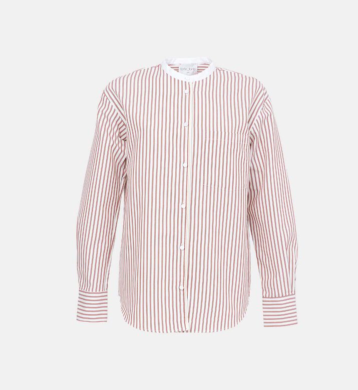 قميص أوكسفورد مخطط من مزيج قطن