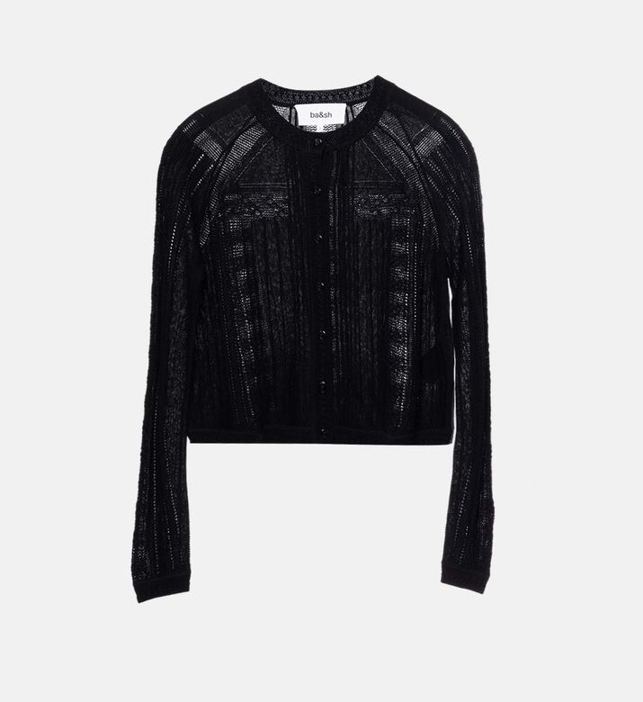 كارديغان طويل الأكمام بنسيج شفاف