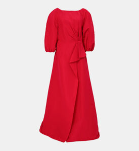 Silk Puffy Sleeves Maxi Dress