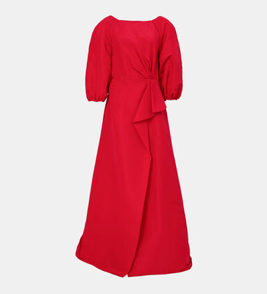 Silk Puffy Sleeves Maxi Dress