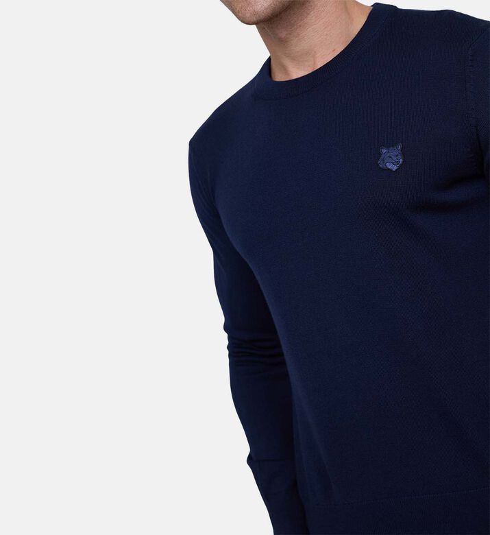 سترة بقصة عادية ورقعة رأس ثعلب جريئة