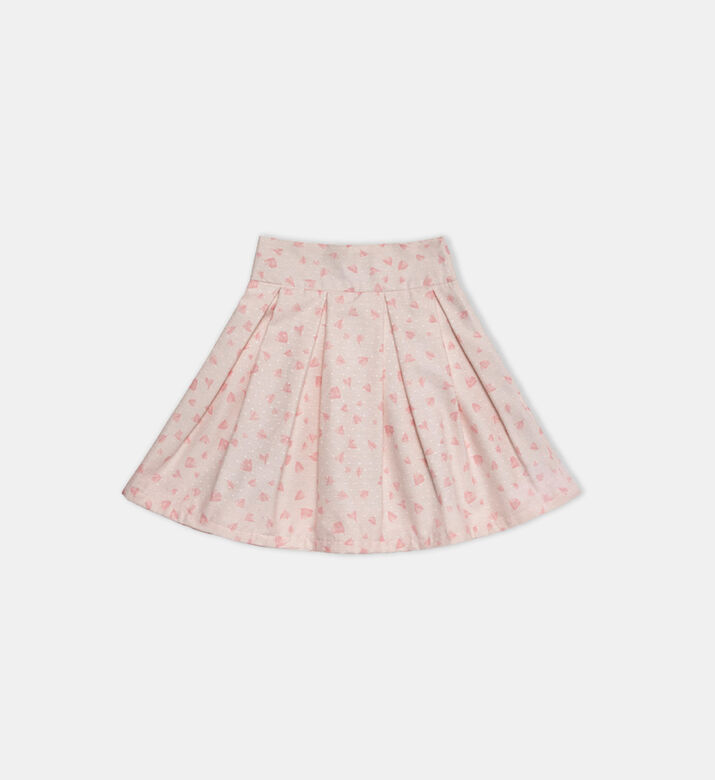 Petals-print Pleated Skirt