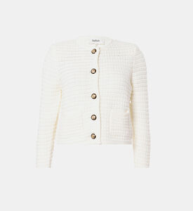 كارديغان محبوك بصف أزرار بشكل ميدالية