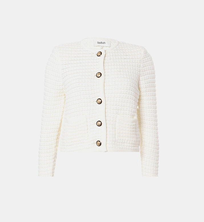 كارديغان محبوك بصف أزرار بشكل ميدالية