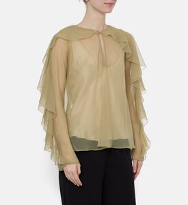 Forte-Forte Ruffle Long-sleeve Regular-fit Top, Model View