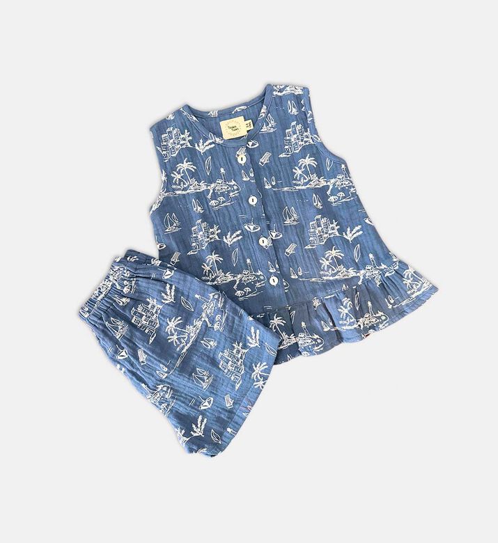 Tropical-print Top Shorts Set
