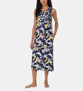 Floral-print Side Slit Sleep Dress