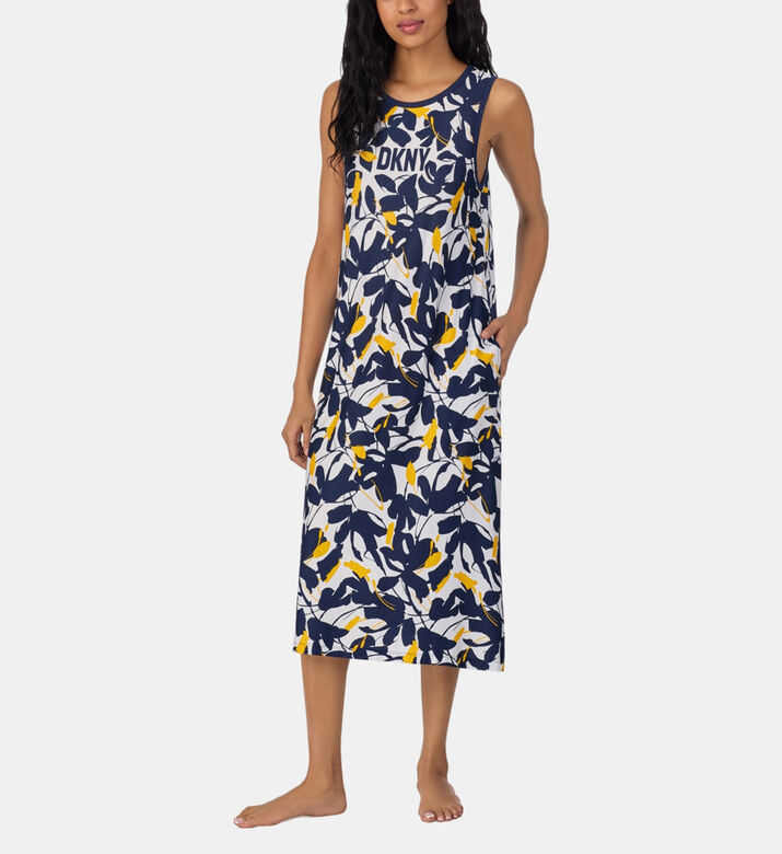 Floral-print Side Slit Sleep Dress