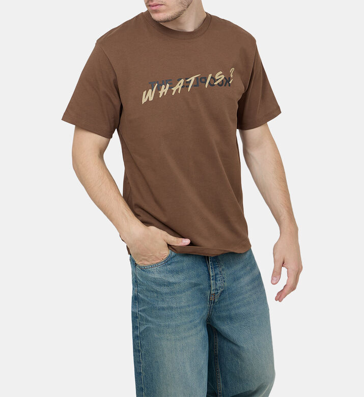 تيشيرت قطن بياقة مستديرة بطبعة وات إذ