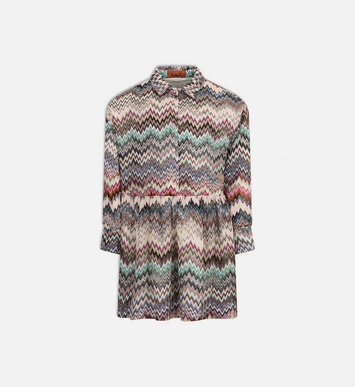 Knitted Chevron Long-sleeve Dress