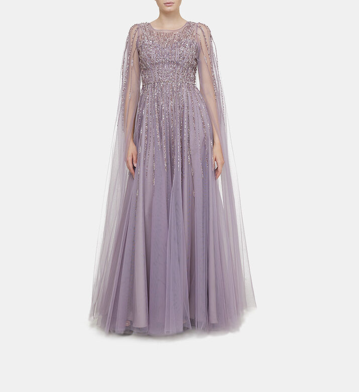 Tulle Rhinestones Maxi Gown
