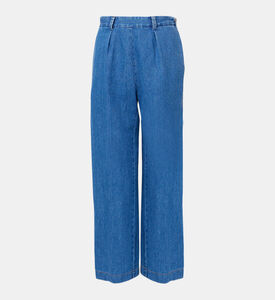 بنطال جينز قصير واسع الساقين