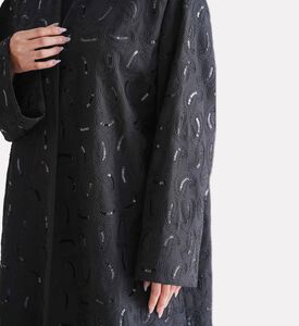 BANOU Sequined Paisley-embroidery Straight-cut Abaya, Model View