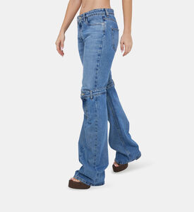 Cotton Open Knee Mid-rise Jeans