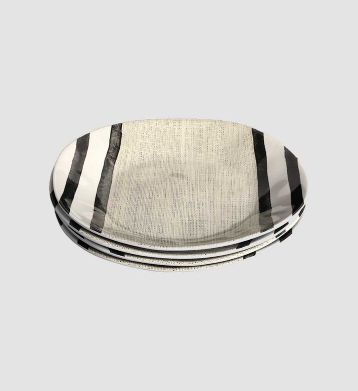 Melamine Striped Plate 4-piece Set