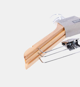 Home Deco and More Wooden Shirt Hangers Metal Clip 3-piece Set, Packshot View