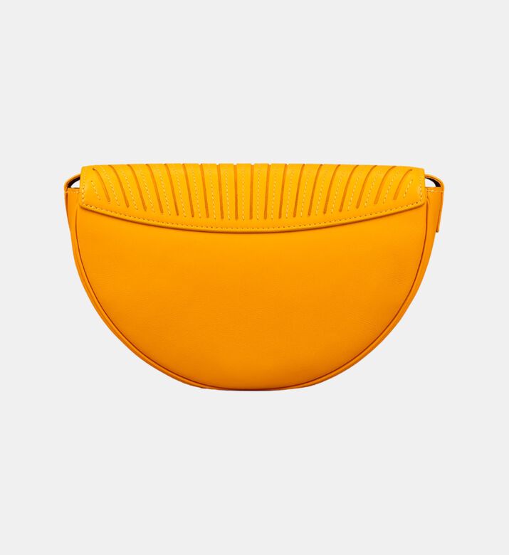 Camille Fournet Astral Calf Leather Pleated Half-moon Handbag, Yellow, Packshot View