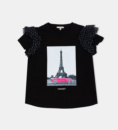 Cotton Polka Dot Ruffles T-shirt