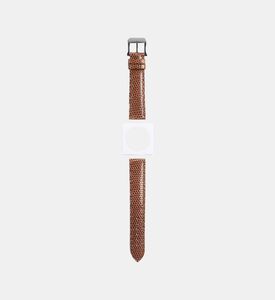 Camille Fournet Shiny Lizard Watch Strap, Brown, Packshot View