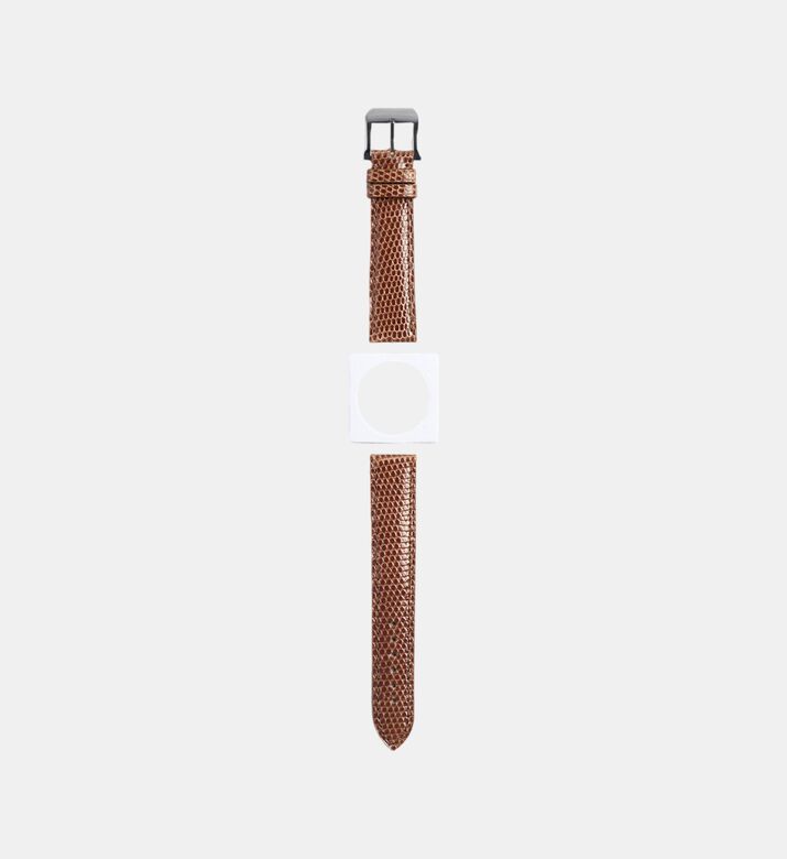 Camille Fournet Shiny Lizard Watch Strap, Brown, Packshot View